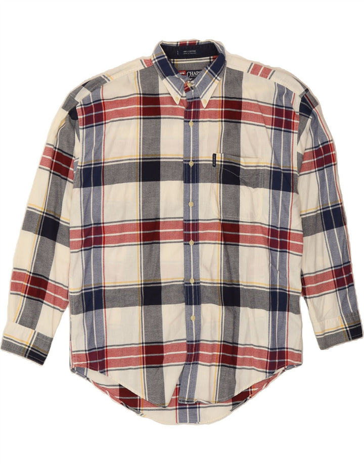 CHAPS Mens Shirt Large Beige Check Cotton Vintage Chaps and Second-Hand Chaps from Messina Hembry 