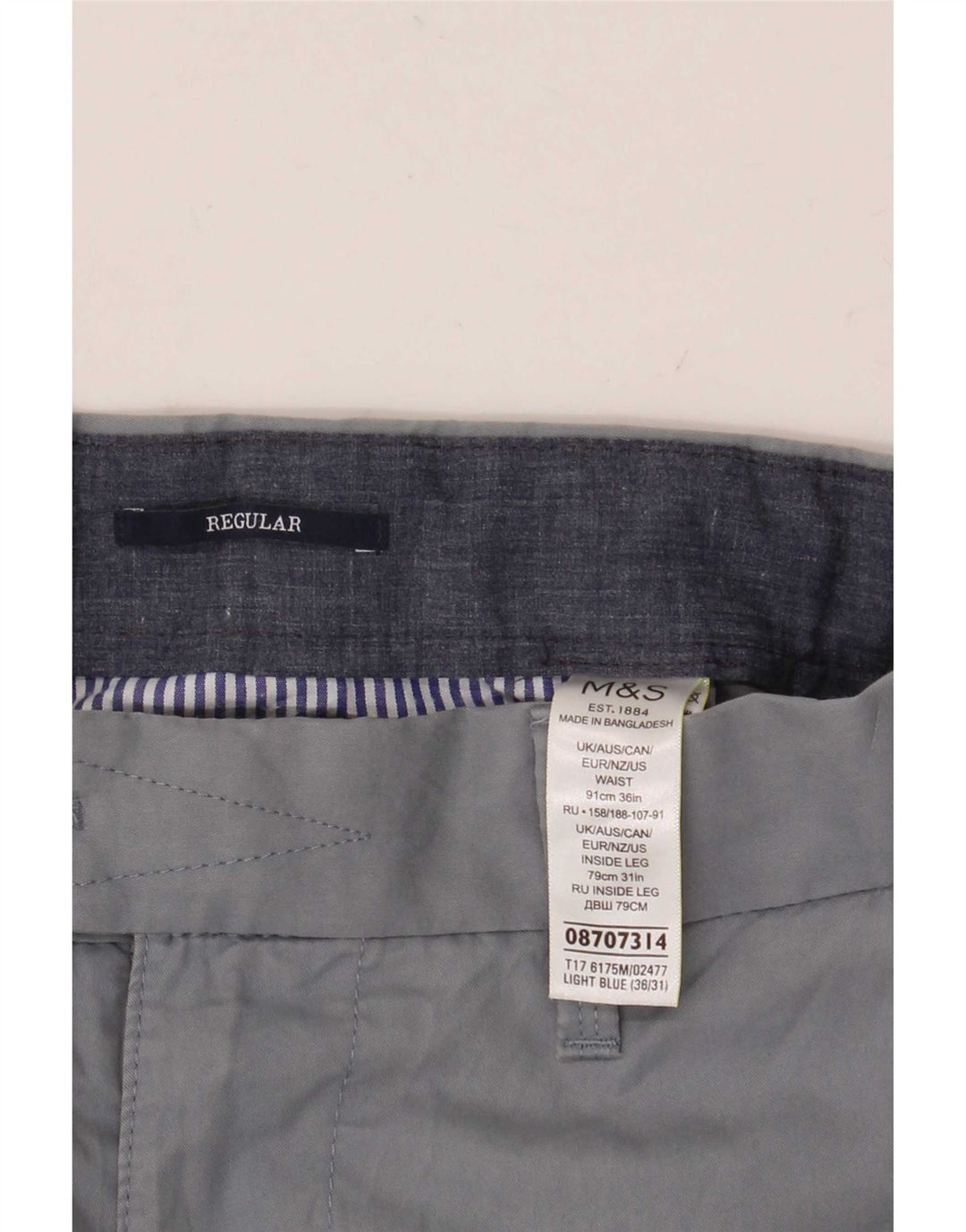 Мужские костюмные брюки классического кроя Marks & Spencer W36 L31, синие, хлопковые