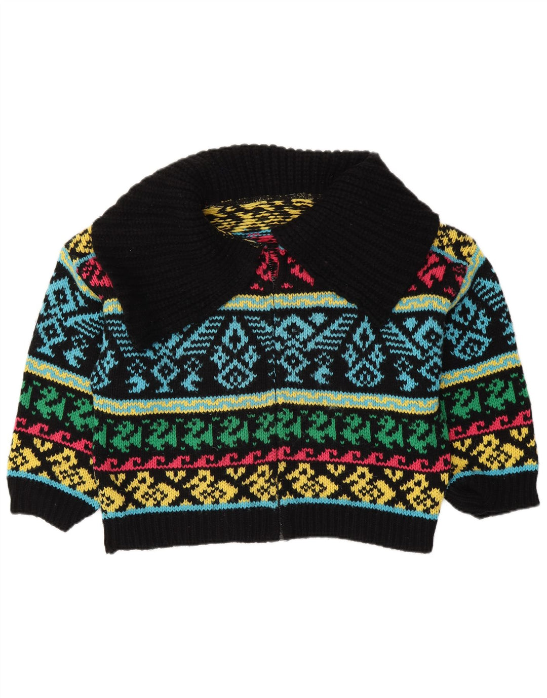 VINTAGE Женский свободный кардиган-свитер UK 16, большой разноцветный