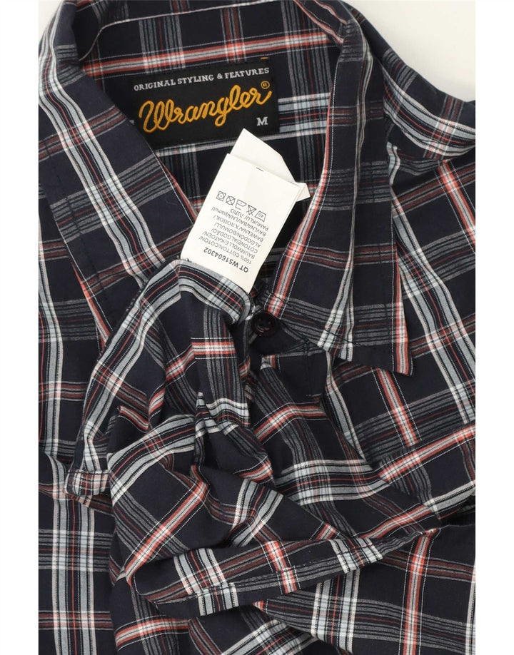 Мужская рубашка Wrangler среднего размера, темно-синяя клетка, хлопок