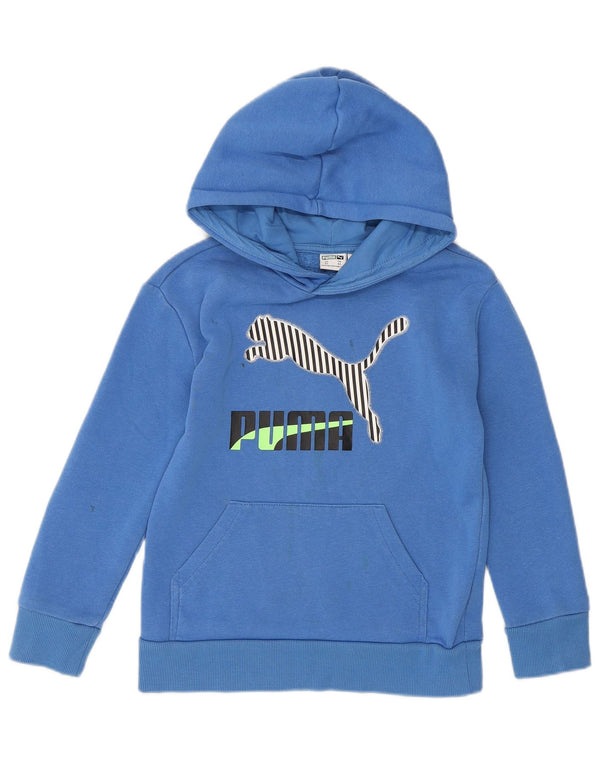 Джемпер с капюшоном Puma для мальчиков с рисунком, 5–6 лет, XS, синий хлопок