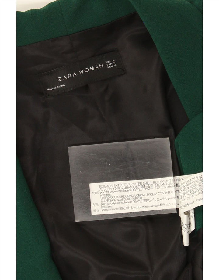 Женский пиджак ZARA с открытым рукавом 3/4, Великобритания 14, средний зеленый полиэстер