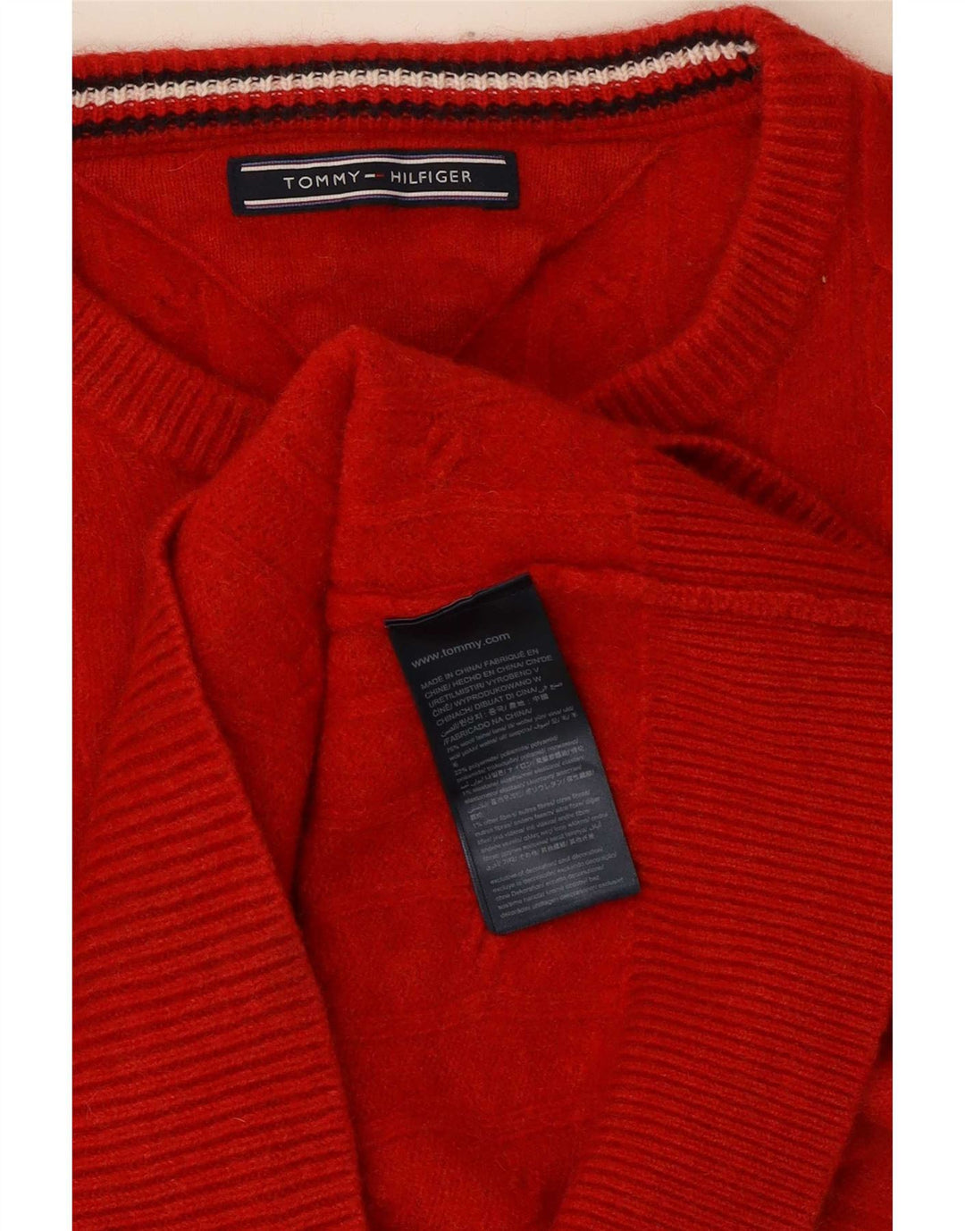 Женский джемпер с круглым вырезом Tommy Hilfiger UK 14, средний красный, шерсть