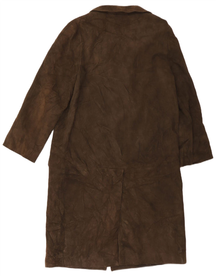 Винтажное женское замшевое пальто UK 14, средний коричневый цвет