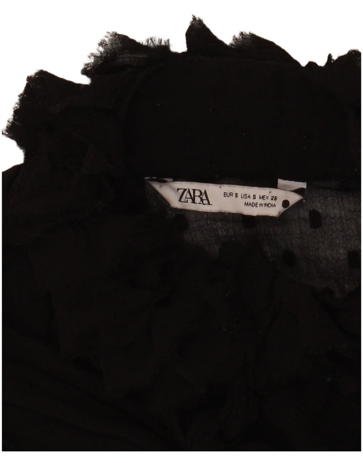 Женская блузка оверсайз Zara UK 10, маленькая, черная в крапинку