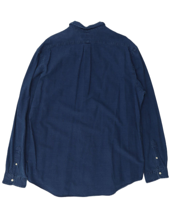 Мужская рубашка цвета индиго на заказ Ralph Lauren 2XL, темно-синяя, хлопок