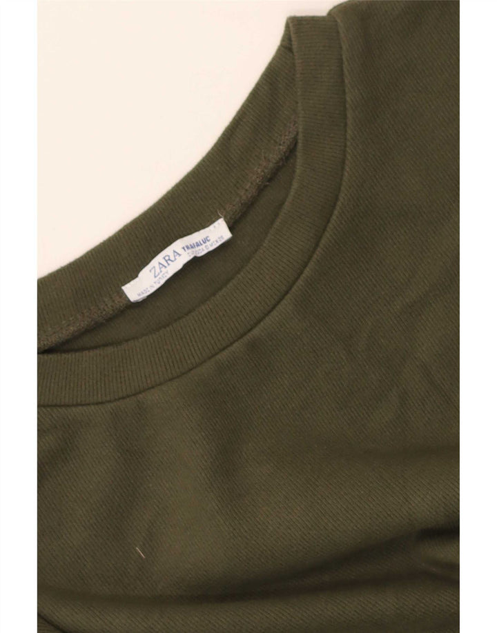 Женский укороченный свитшот оверсайз Zara UK 10, маленький цвет хаки