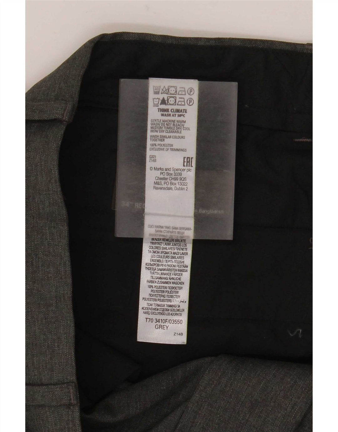 Мужские брюки-чиносы Marks & Spencer W34 L31 серого цвета из полиэстера