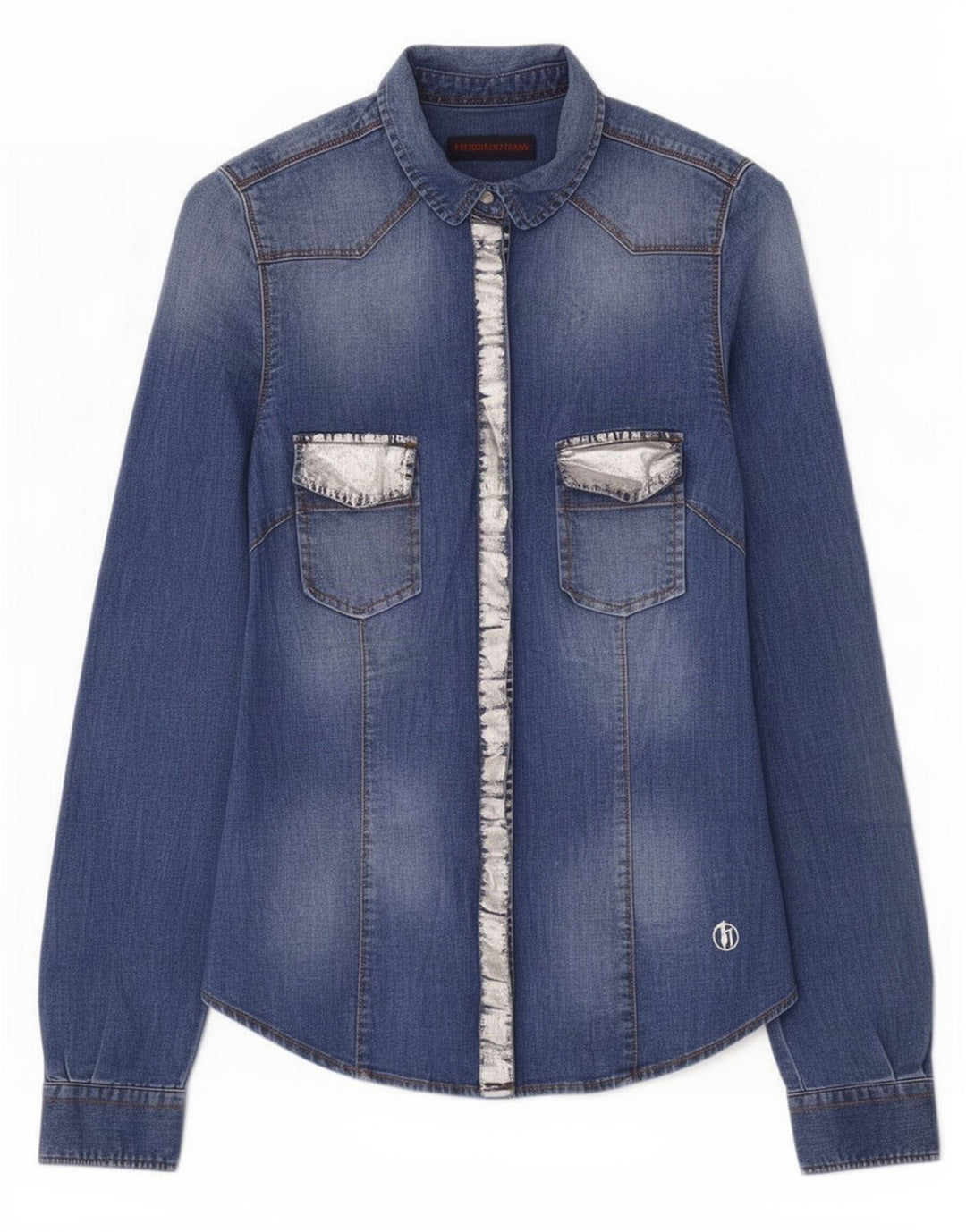 Джинсы Trussardi Jeans Женская джинсовая рубашка IT 40 Маленькая Синяя