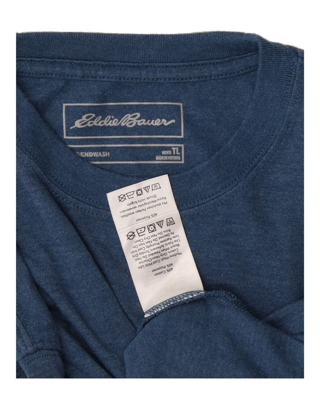 EDDIE BAUER Mens Tall Top Long Sleeve Large Blue Cotton Vintage Eddie Bauer and Second-Hand Eddie Bauer from Messina Hembry 