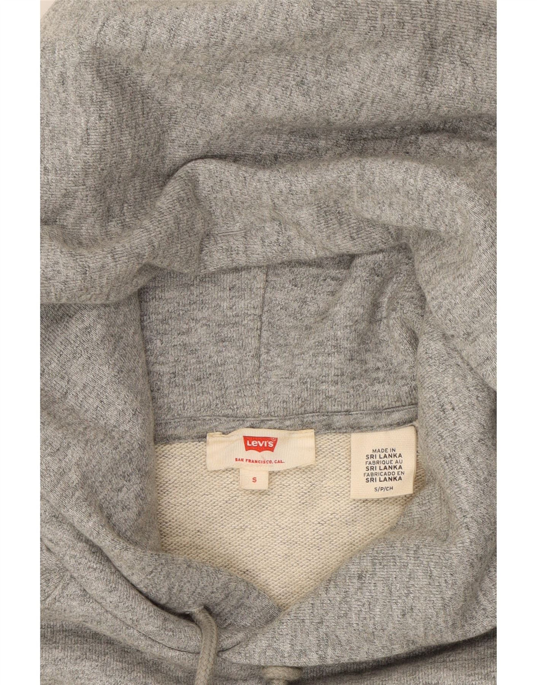 LEVI'S Mens Graphic Hoodie Jumper Small Grey Cotton Vintage Levi's and Second-Hand Levi's from Messina Hembry 