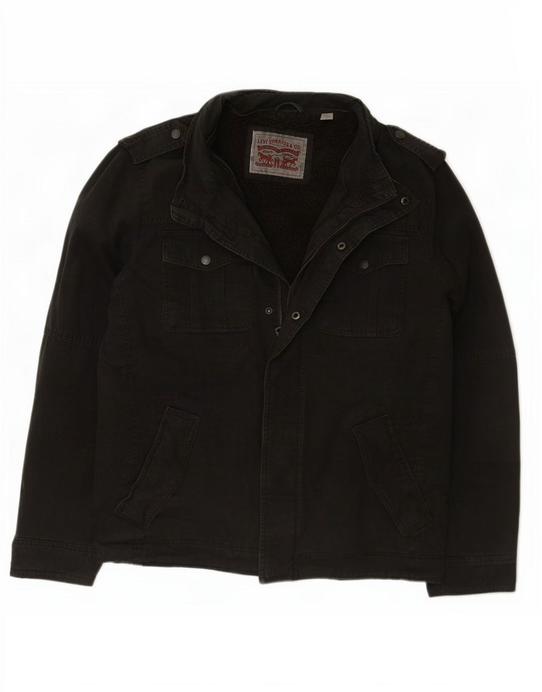 Мужская куртка-шерпа в стиле милитари Levi's UK 40, большая черная