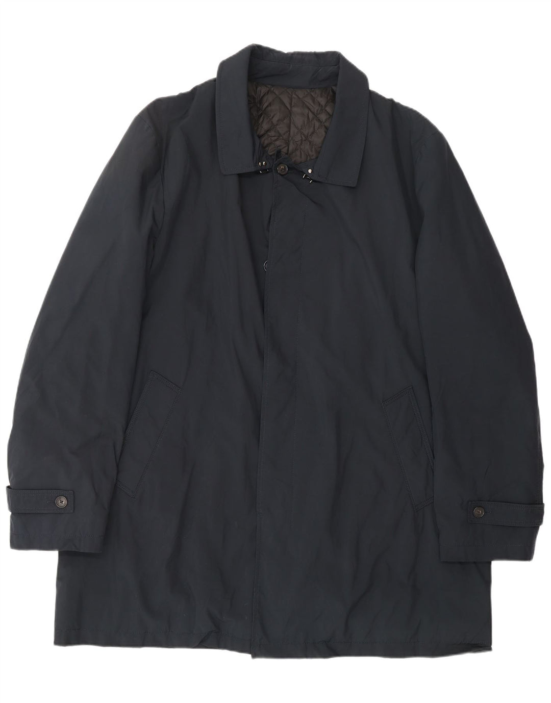 BORSALINO Мужское пальто IT 56 3XL Темно-синий Полиэстер Классический