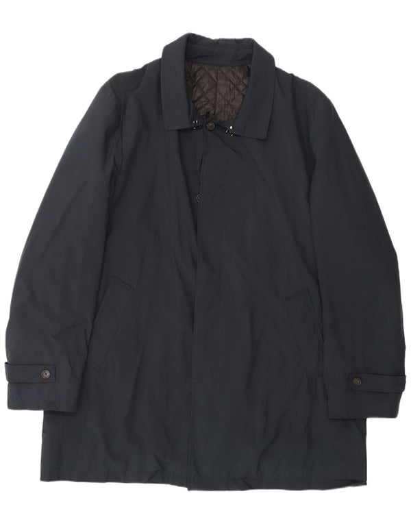 BORSALINO Мужское пальто IT 56 3XL Темно-синий Полиэстер Классический