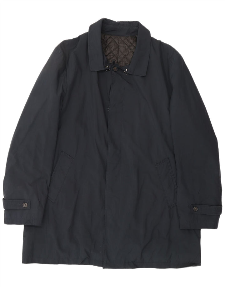 BORSALINO Мужское пальто IT 56 3XL Темно-синий Полиэстер Классический