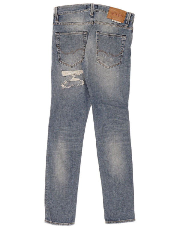Мужские потертые джинсы скинни Jack & Jones W30 L32, синий хлопок