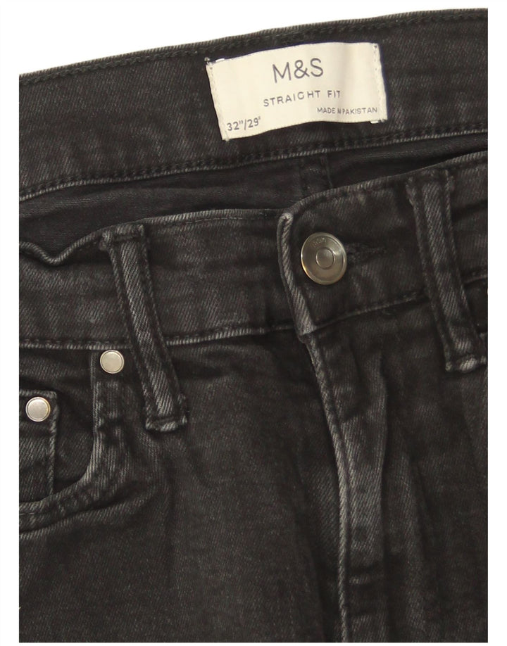 Мужские прямые джинсы Marks & Spencer W32 L29, черный хлопок