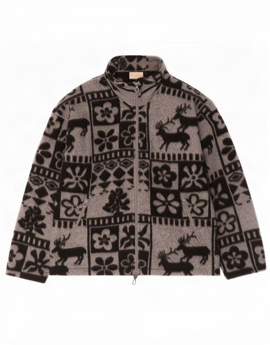 Винтажная мужская флисовая куртка UK 38, средний серый цвет Fair Isle