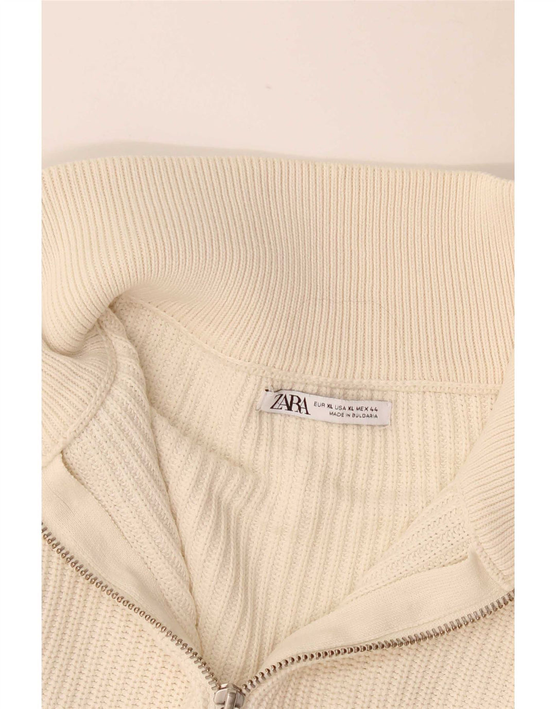 Мужской джемпер с воротником на молнии Zara XL, белый