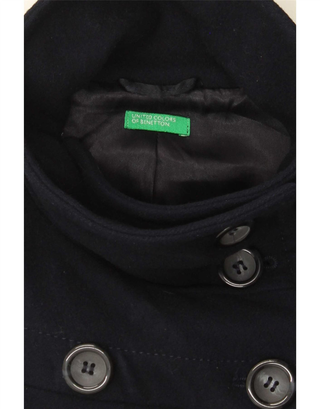 Двубортное пальто Benetton для девочек 9–10 лет, темно-синее