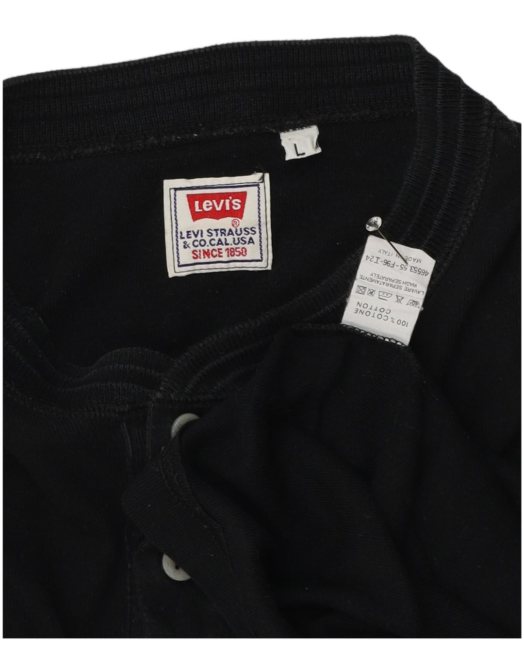 Мужской топ Levi's с длинным рукавом, большой черный хлопок
