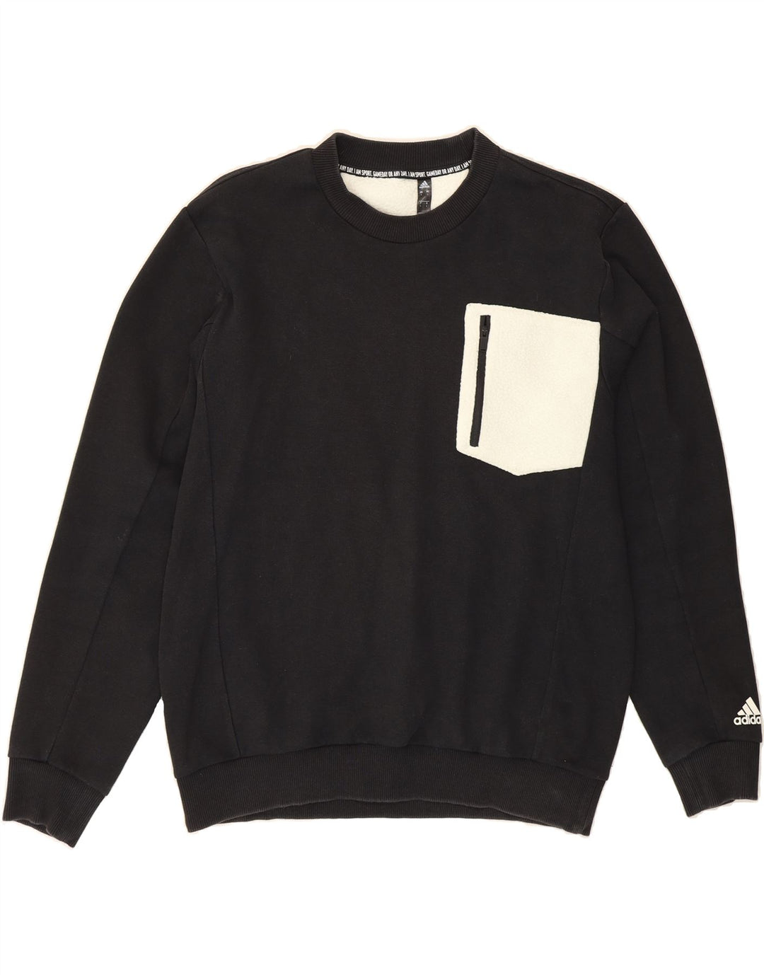 ADIDAS Mens Sweatshirt Jumper Large Black Colourblock Cotton Vintage Adidas and Second-Hand Adidas from Messina Hembry 