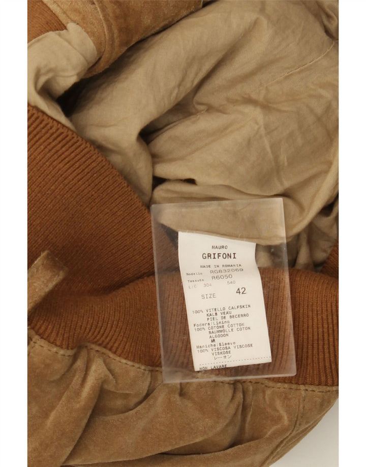 MAURO GRIFONI Женский замшевый бомбер IT 42 Средний Коричневый Кожаный