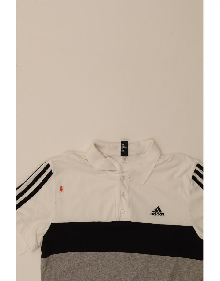 ADIDAS Mens Polo Shirt Small White Colourblock Vintage Adidas and Second-Hand Adidas from Messina Hembry 