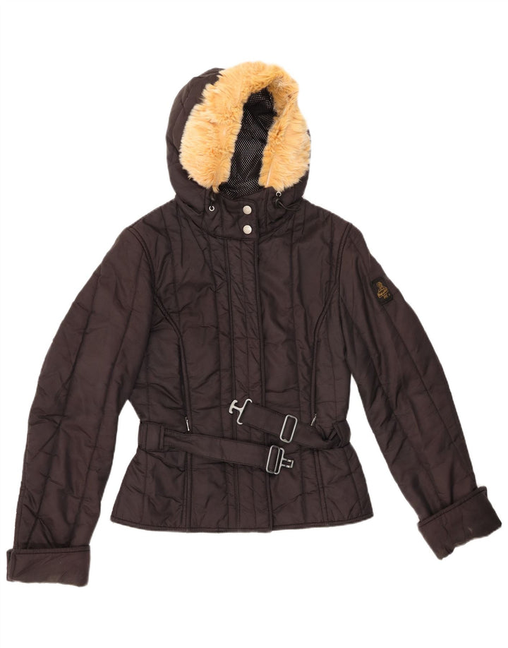 REFRIGIWEAR Женская стеганая куртка с капюшоном UK 14, средний черный полиамид
