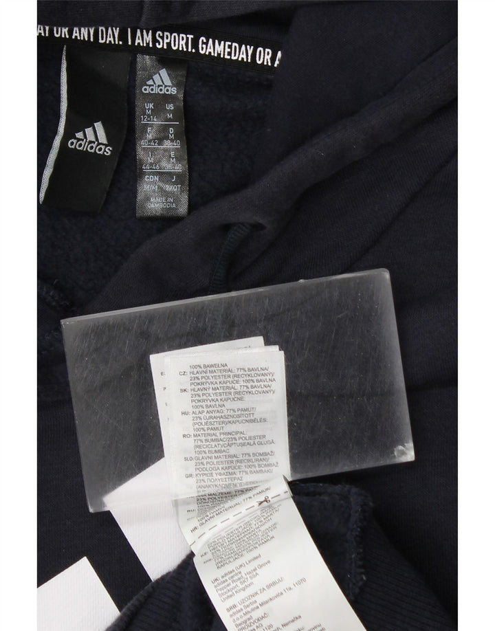 Женский джемпер с капюшоном ADIDAS, Великобритания, 12/14, средний, темно-синий, хлопок