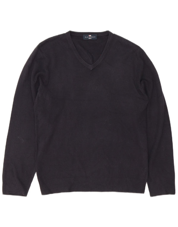 Marks & Spencer Mens Blue Harbour V-Neck Jumper Sweater Small Navy Acrylic