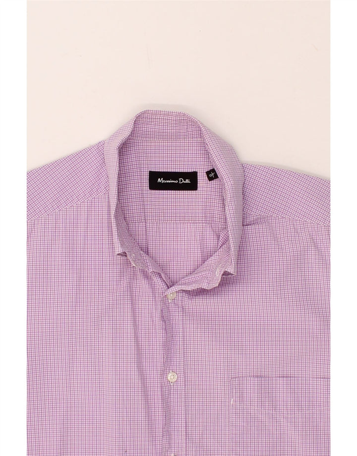MASSIMO DUTTI Mens Short Sleeve Shirt Large Purple Check Vintage Massimo Dutti and Second-Hand Massimo Dutti from Messina Hembry 