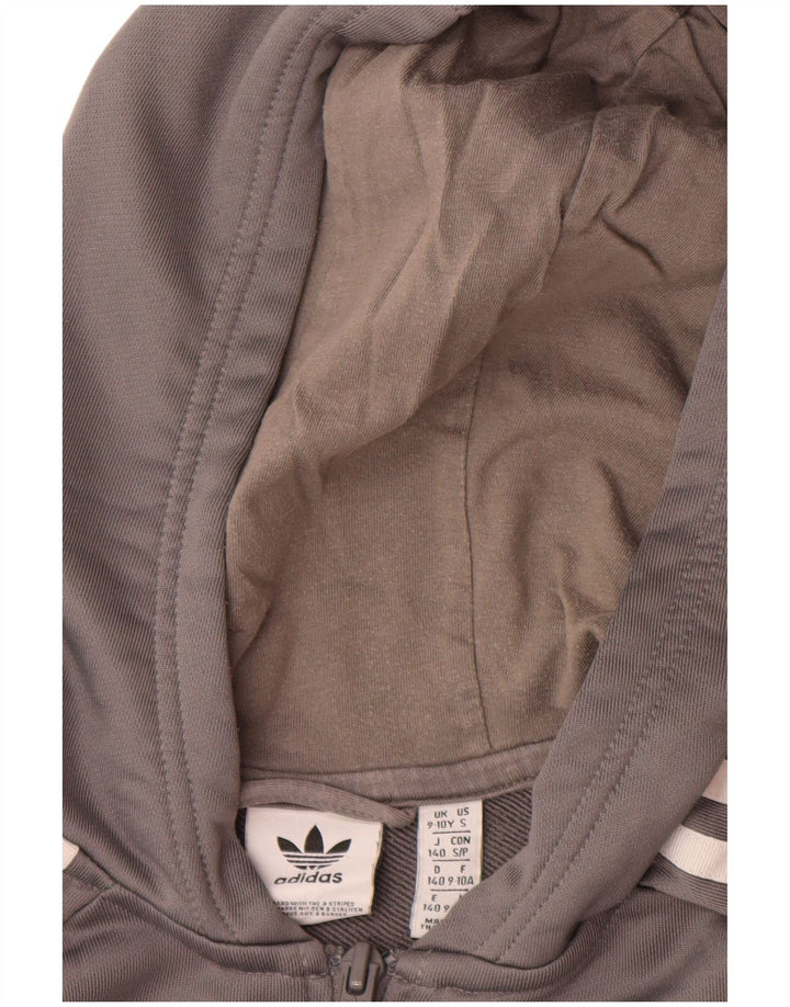 Adidas Свитер с капюшоном на молнии с графическим рисунком для мальчиков 9-10 лет, серый полиэстер