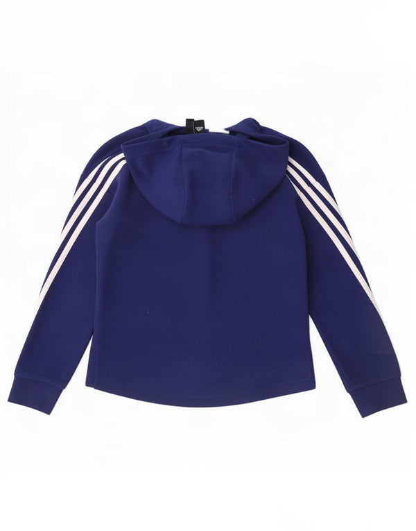 Adidas Girls Primegreen Флисовый свитер с капюшоном на молнии 9-10 лет Темно-синий