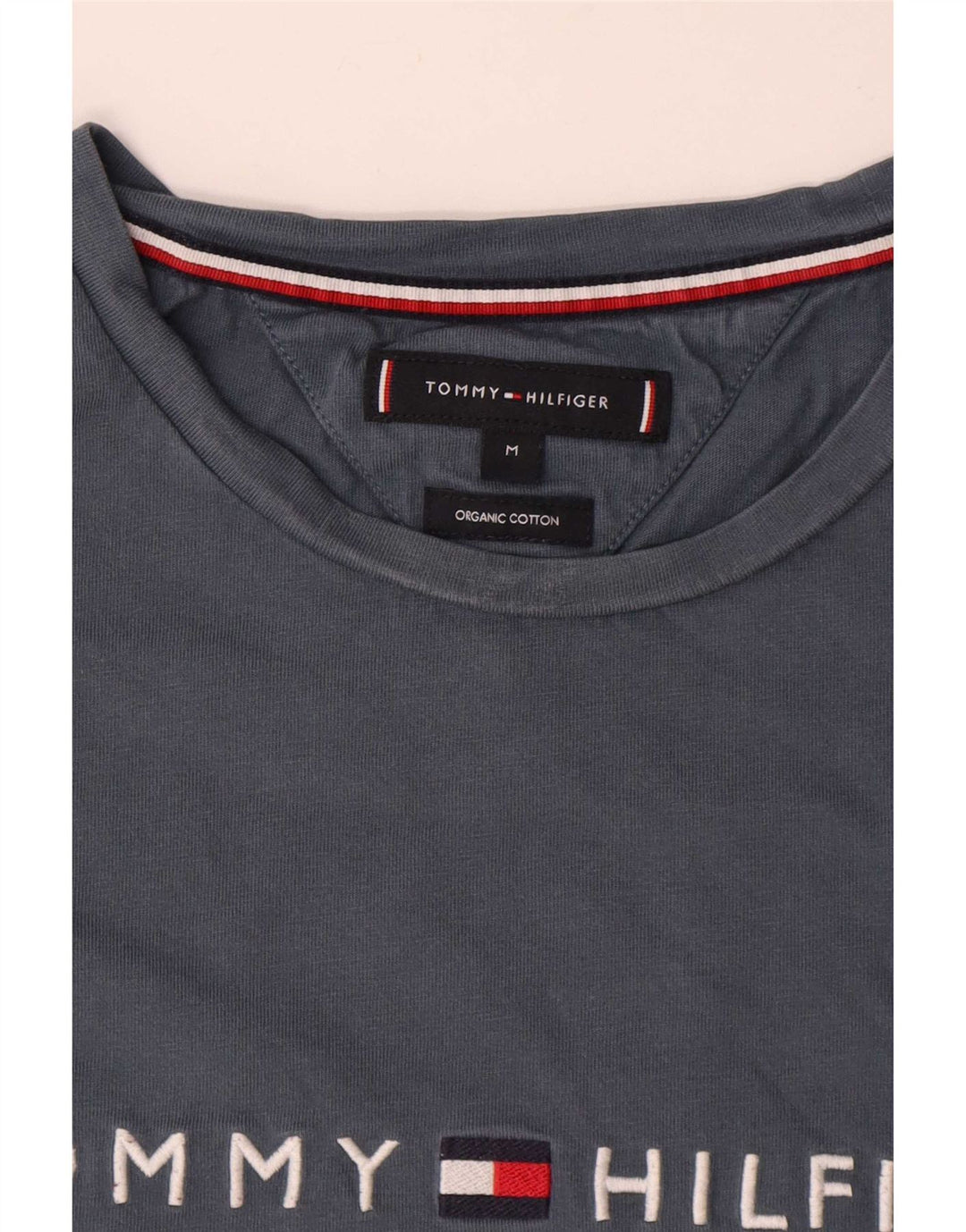 Мужская футболка с рисунком Tommy Hilfiger, хлопковый топ среднего серого цвета