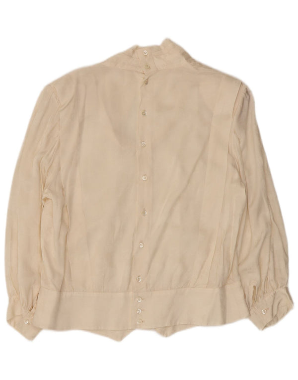 ВИНТАЖНАЯ женская блузка-рубашка с рукавом 3/4, Великобритания, 14, большая, с белым цветочным принтом