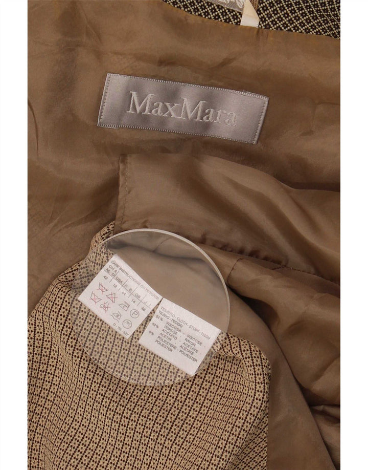 Женский пиджак на 4 пуговицах Max Mara, Великобритания 14, большой коричневый, вискоза с геометрическим рисунком