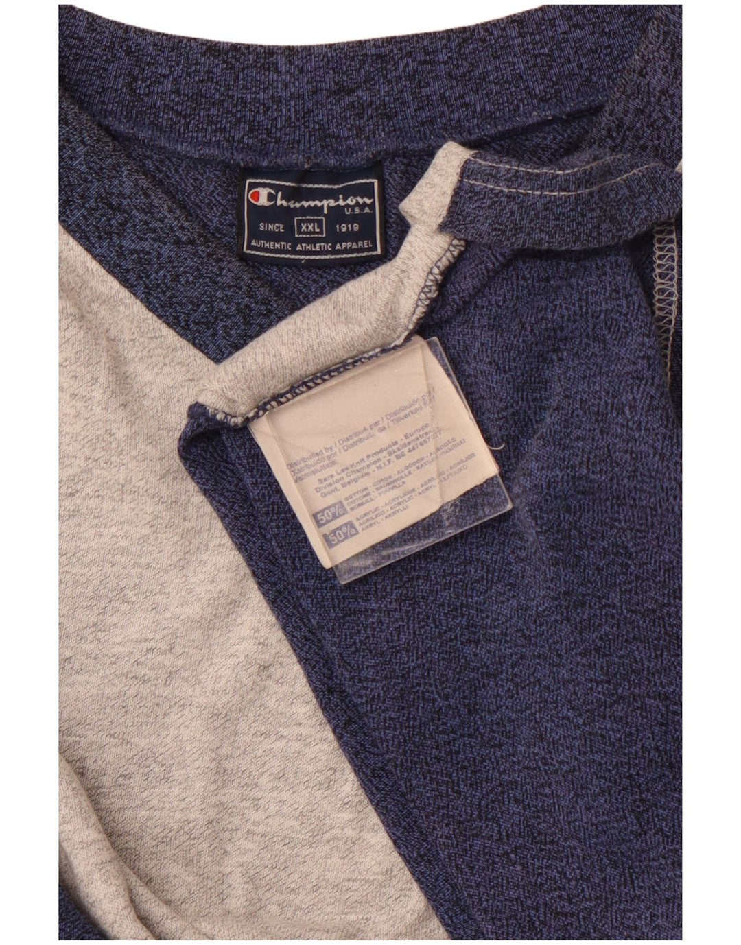 Мужская футболка CHAMPION Top 2XL, серая, хлопок с цветными блоками