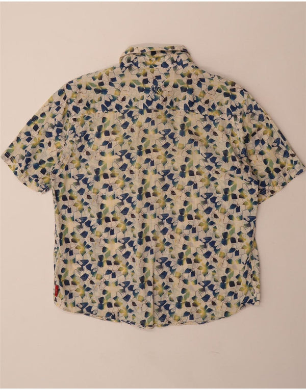 FAT FACE Мужская рубашка с коротким рукавом, большая белая хлопковая рубашка с геометрическим рисунком