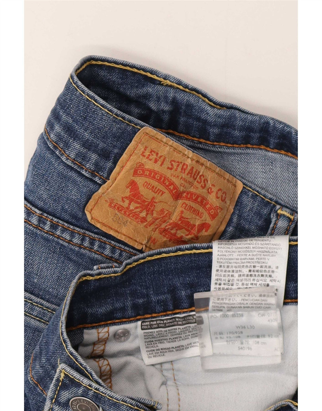 Мужские прямые джинсы Levi's 504 W36 L30 синие, хлопок