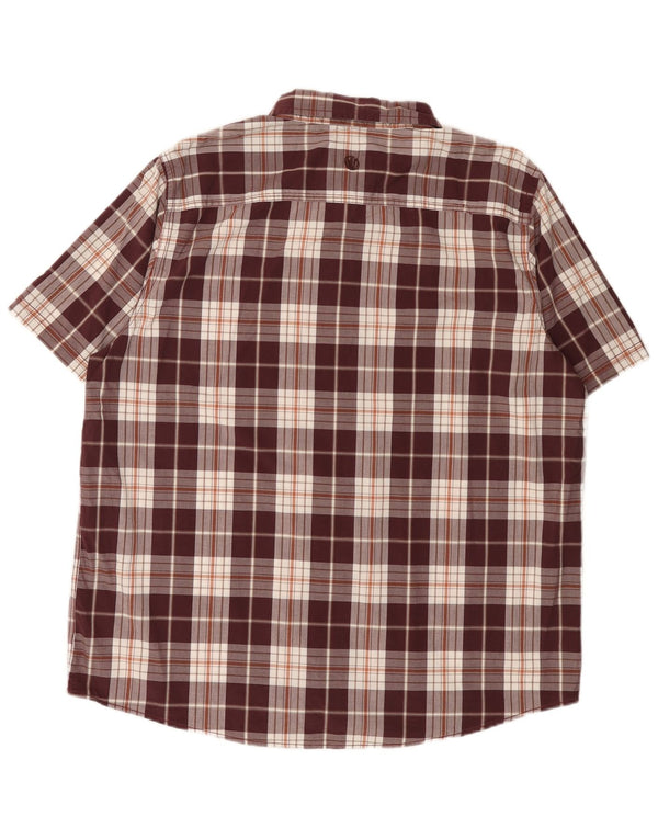 Мужская рубашка с коротким рукавом Fat Face 2XL, бордовая клетка, хлопок
