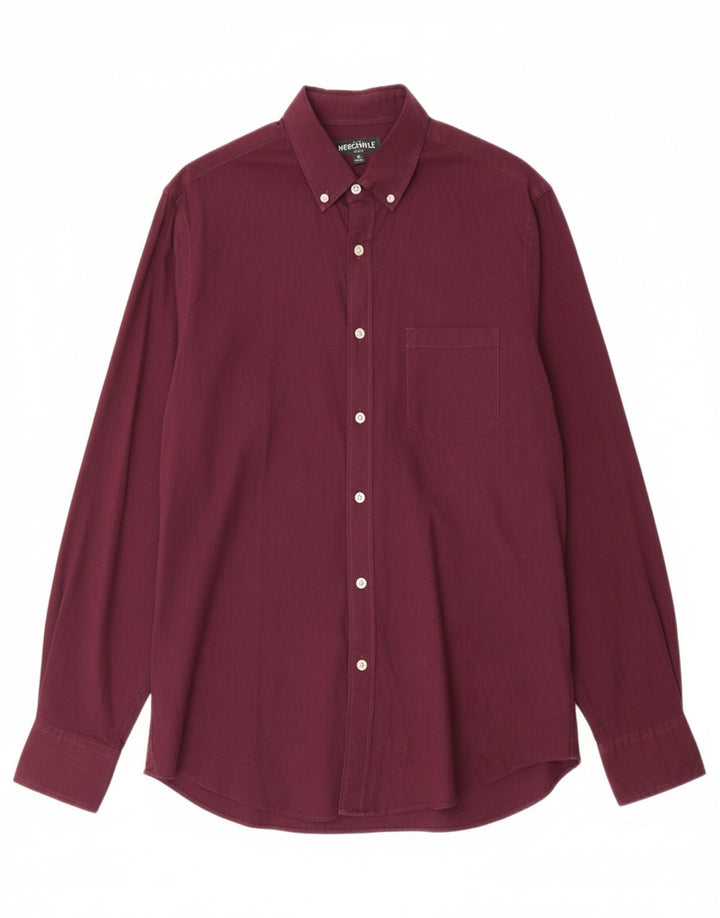 J. CREW Mens Mercantile Flex Shirt Medium Maroon Cotton