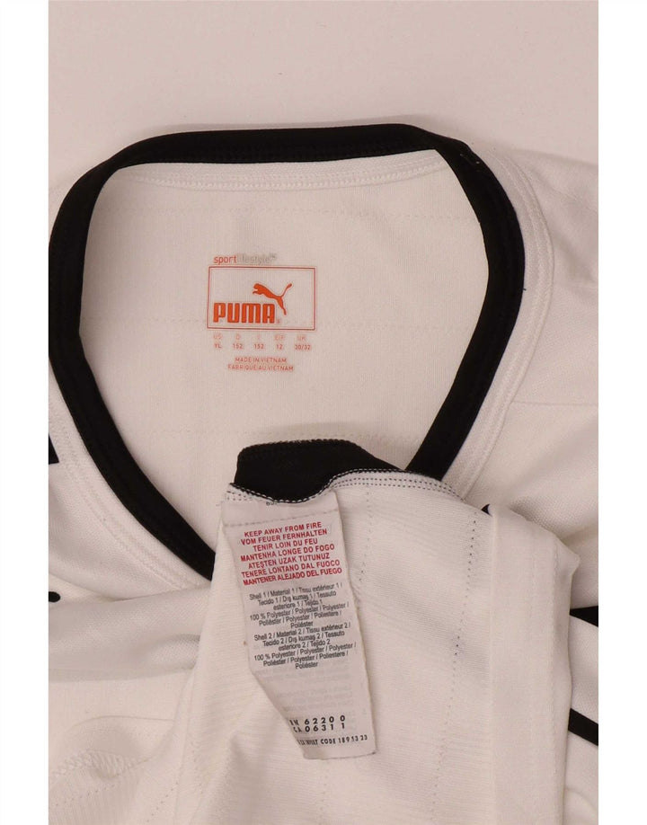 Футболка Puma Regular с рисунком для мальчиков, топ 11–12 лет, белая с цветными блоками