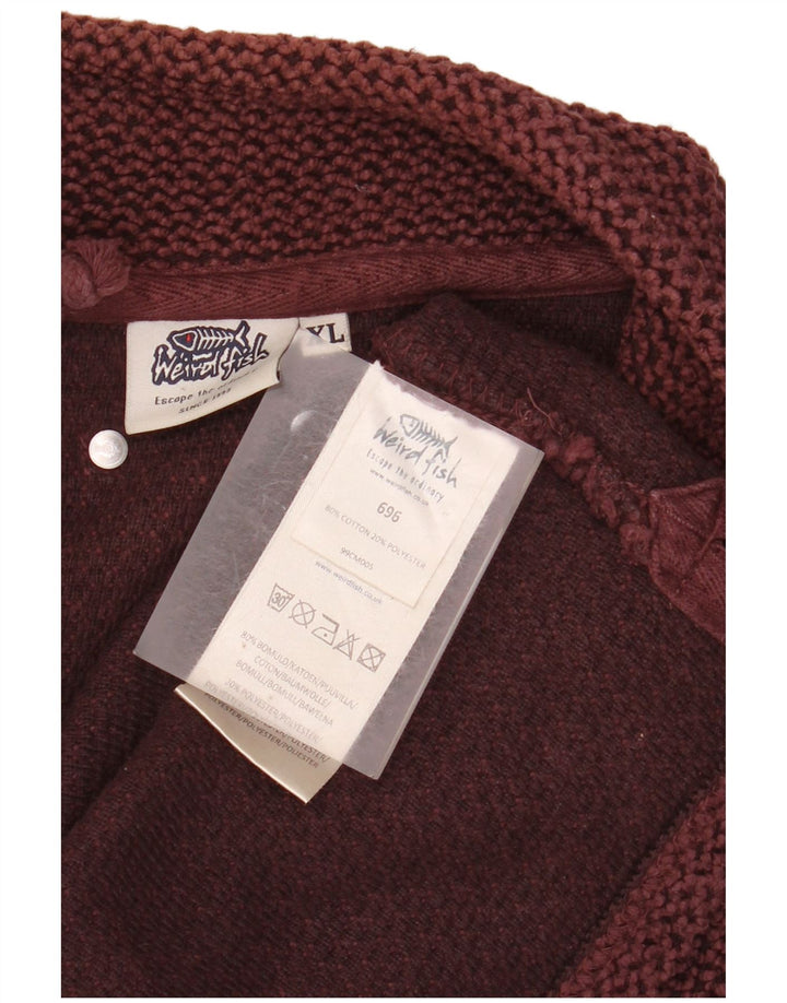 WEIRD FISH Мужской свитшот с воротником на молнии, джемпер XL, бордовый хлопок