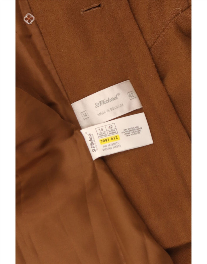 Женская двубортная куртка St Michael UK 14, большая, бежевая, шерстяная