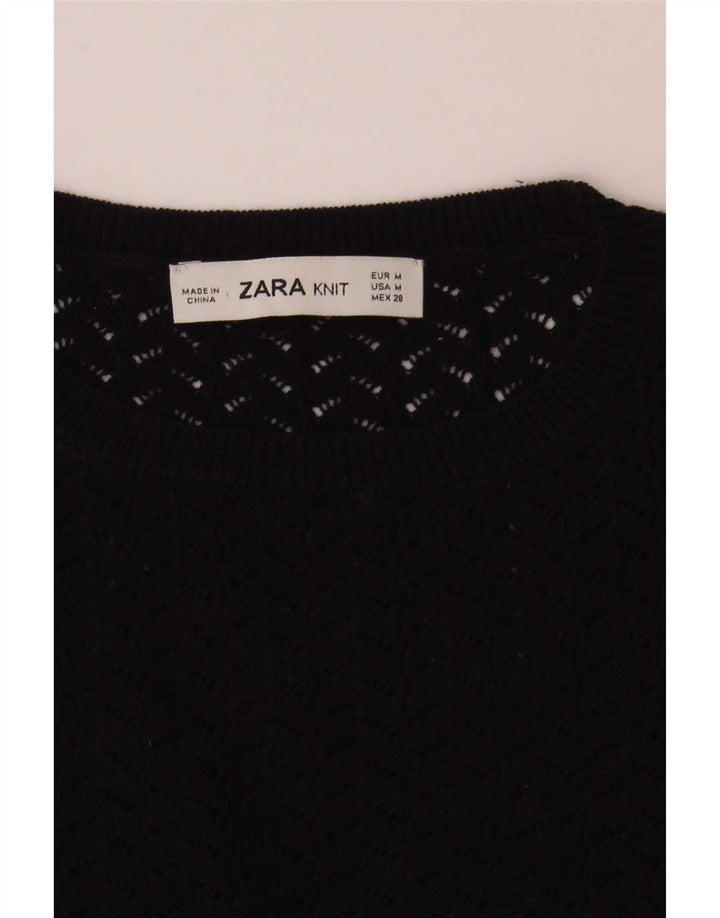 Женская укороченная блузка Zara UK 12, средний темно-синий в полоску