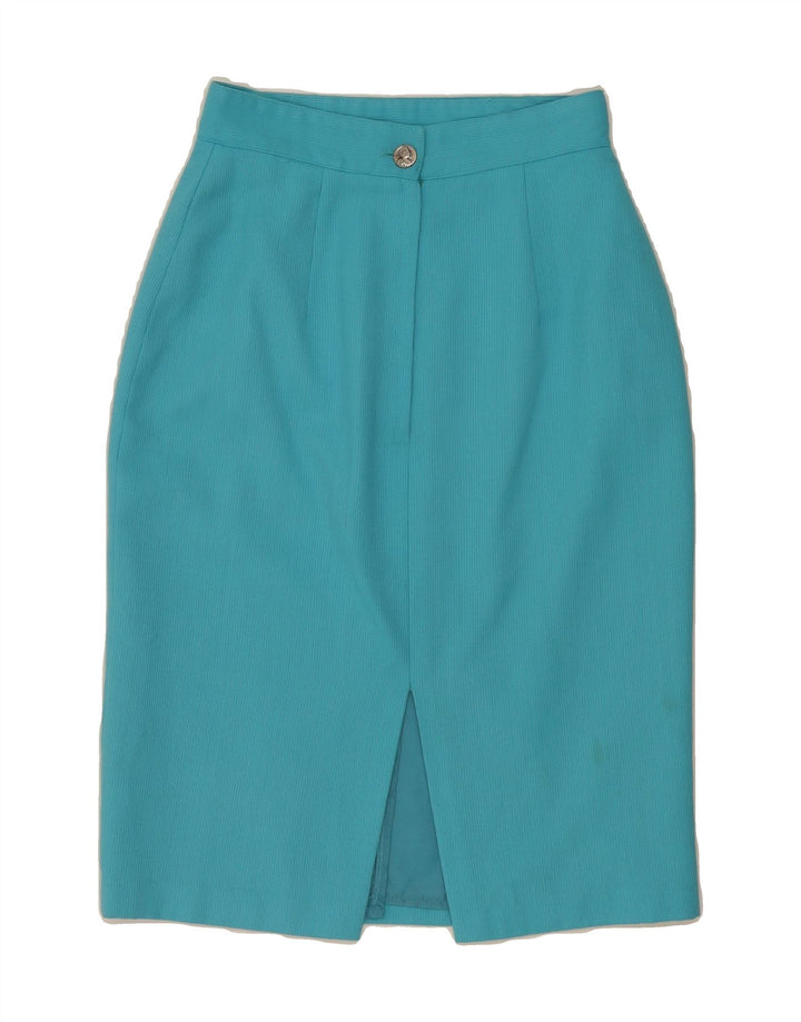 GALLERY Womens 5 Button 2 Piece Skirt Set UK 12 Medium W28 Blue Polyester Vintage Gallery and Second-Hand Gallery from Messina Hembry 