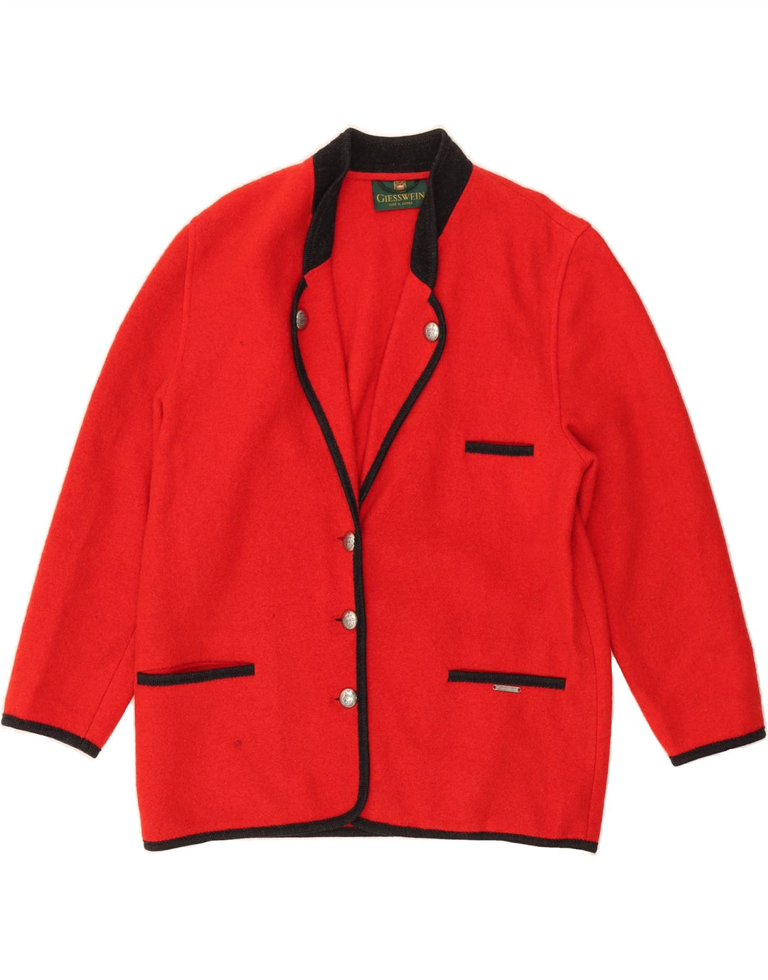 GIESSWEIN Womens 3 Button Blazer Jacket UK 18 XL Red Wool Vintage Giesswein and Second-Hand Giesswein from Messina Hembry 