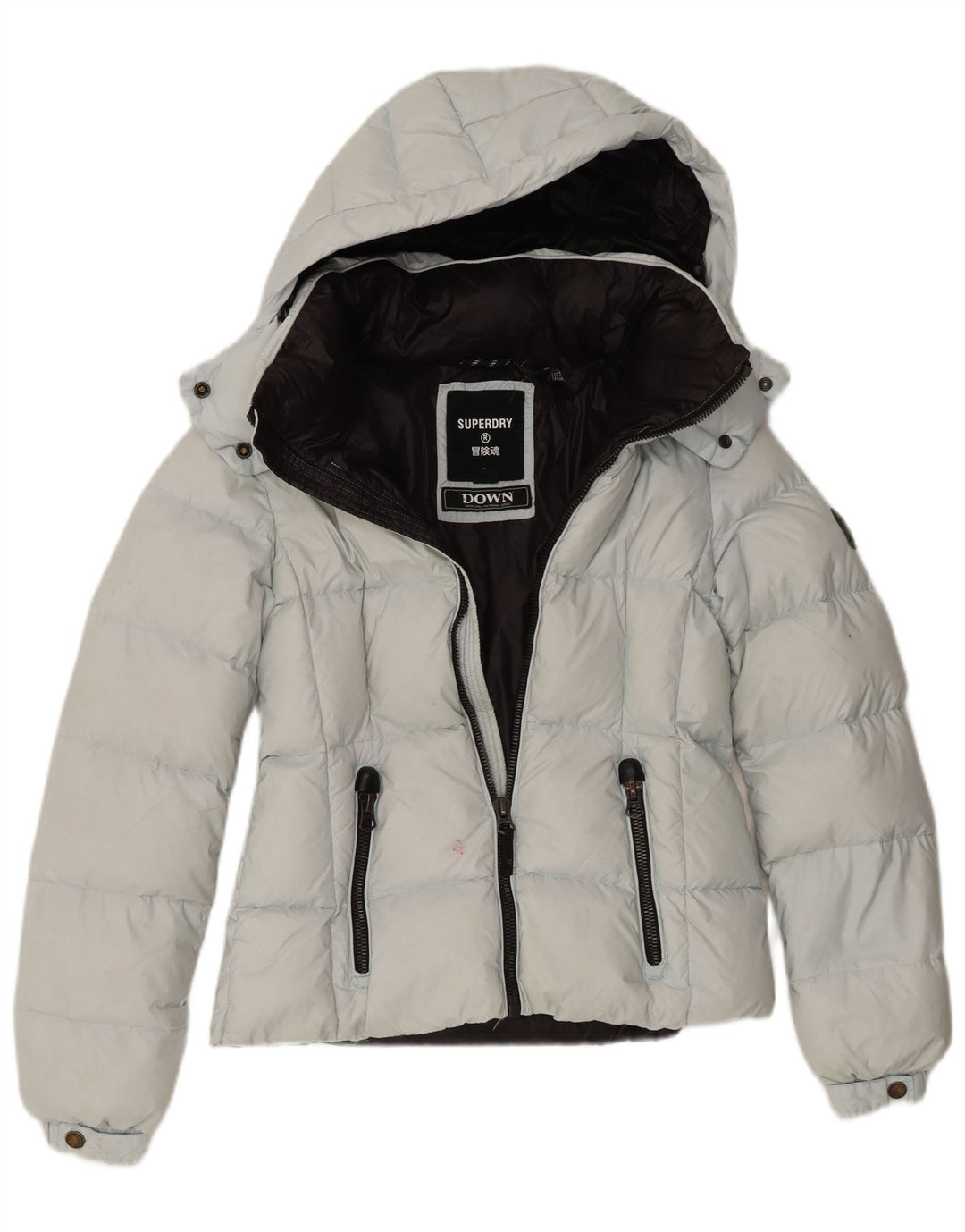Женская утепленная куртка с капюшоном Superdry UK 8, маленький синий нейлон