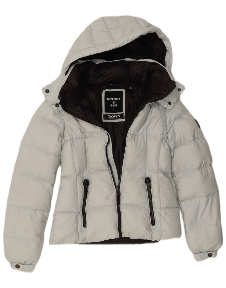 Женская утепленная куртка с капюшоном Superdry UK 8, маленький синий нейлон